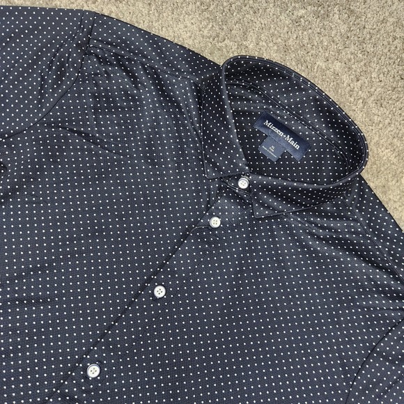 Mizzen Main Shirt Mens XL Trim Performance Polka Dot Stretch‎ S/S Button Preppy